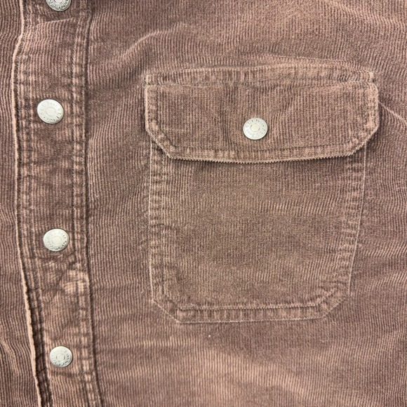 VTG LL Bean Corduroy Shirt Jac Mens Medium Brown Snap Fleece Lined Work Shacket - Picture 5 of 13